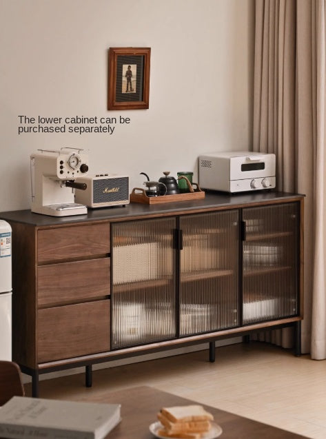 Black Walnut Solid Wood Rock Sideboard Buffet Cabinet