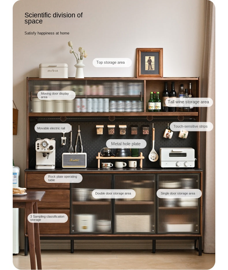 Black Walnut Solid Wood Rock Sideboard Buffet Cabinet