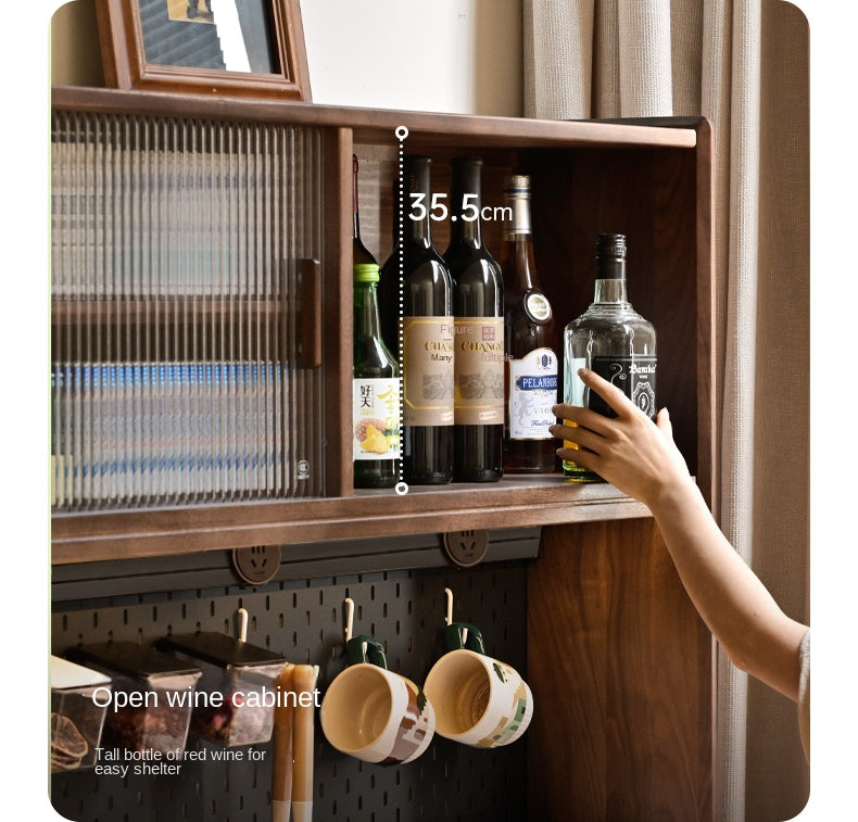 Black Walnut Solid Wood Rock Sideboard Buffet Cabinet