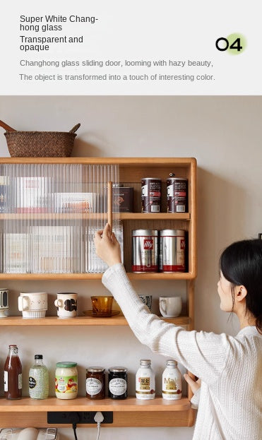 Cherry Solid Wood Wall Storage Cabinet