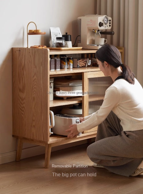 Oak Solid Wood, Solid RubberWood Sideboard Sliding Doors