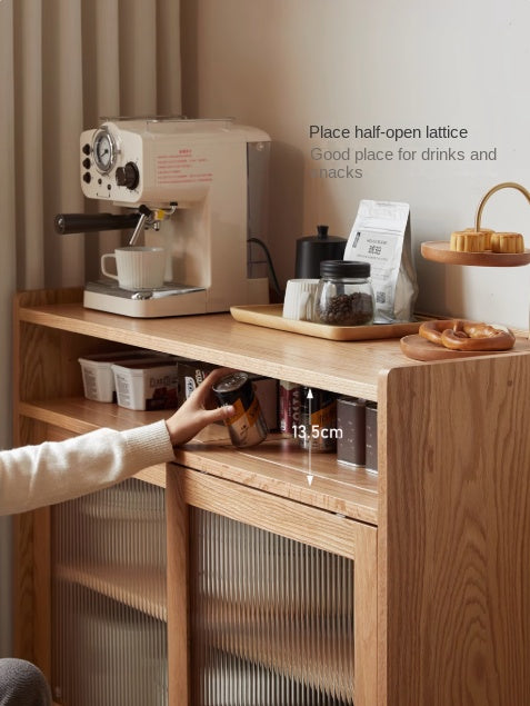 Oak Solid Wood, Solid RubberWood Sideboard Sliding Doors