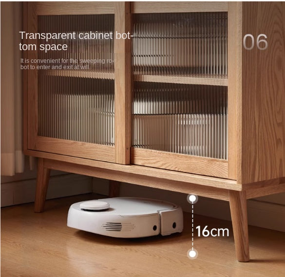 Oak Solid Wood, Solid RubberWood Sideboard Sliding Doors