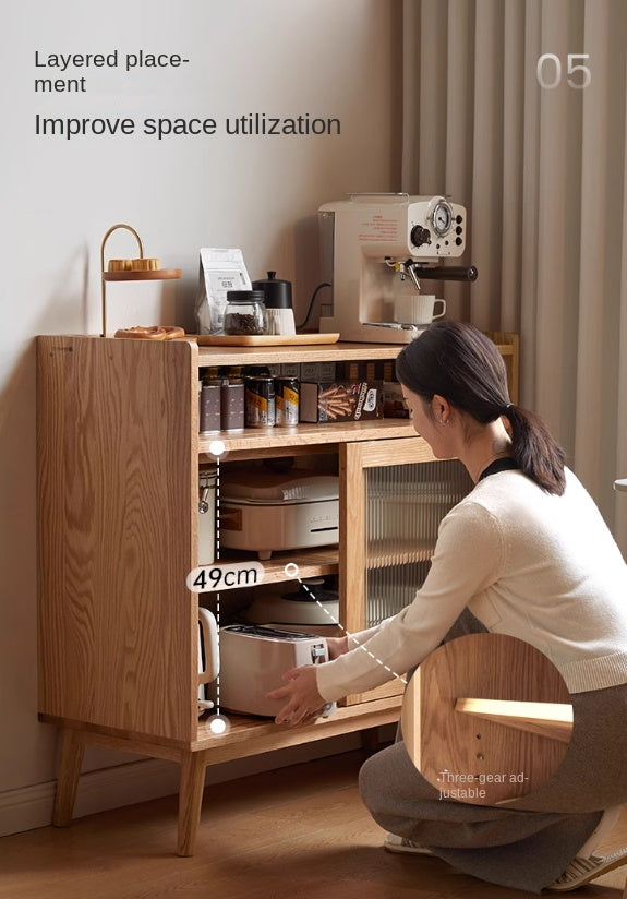 Oak Solid Wood, Solid RubberWood Sideboard Sliding Doors