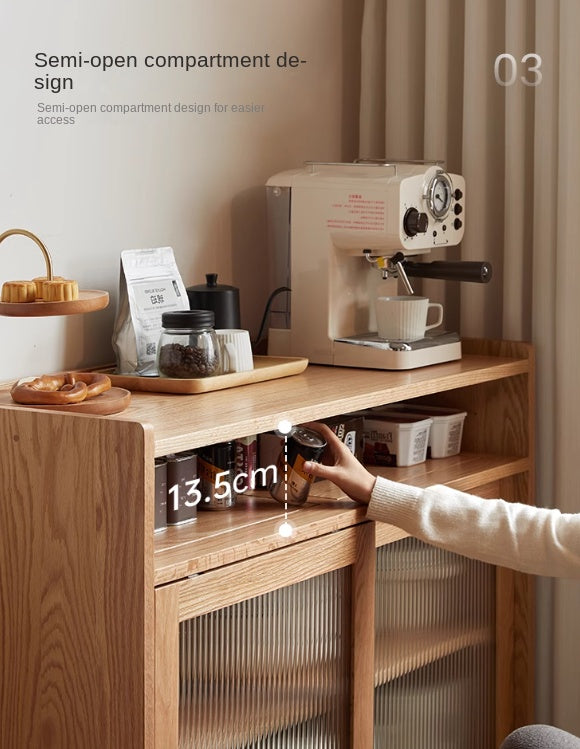 Oak Solid Wood, Solid RubberWood Sideboard Sliding Doors