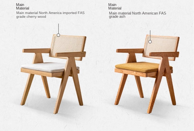 Cherry, Oak, Wax Solid Wood Light Luxury Leisure Dining Chair