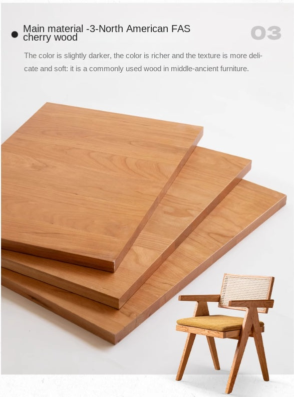 Cherry, Oak, Wax Solid Wood Light Luxury Leisure Dining Chair
