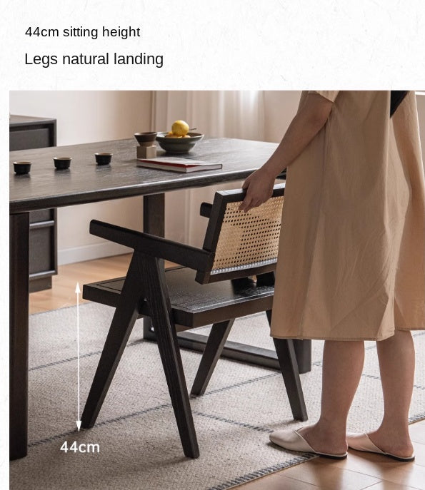 Cherry, Oak, Wax Solid Wood Light Luxury Leisure Dining Chair