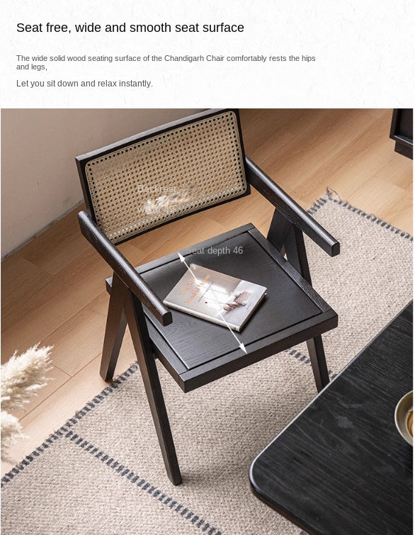 Cherry, Oak, Wax Solid Wood Light Luxury Leisure Dining Chair
