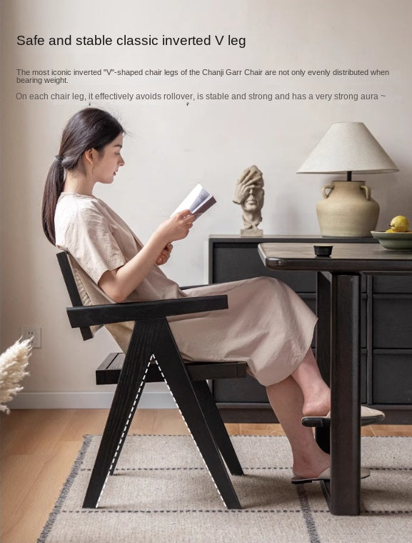 Cherry, Oak, Wax Solid Wood Light Luxury Leisure Dining Chair