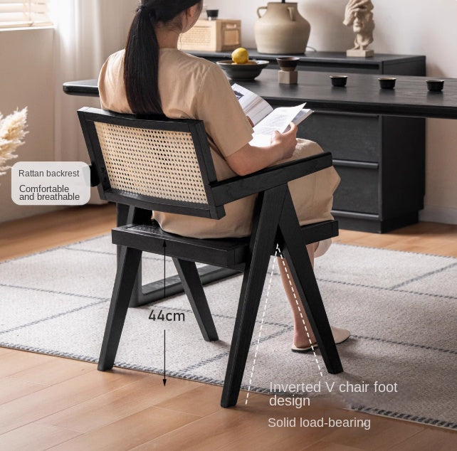 Cherry, Oak, Wax Solid Wood Light Luxury Leisure Dining Chair