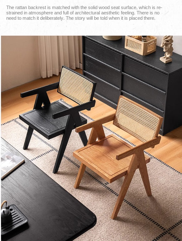 Cherry, Oak, Wax Solid Wood Light Luxury Leisure Dining Chair