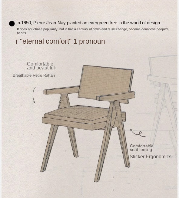 Cherry, Oak, Wax Solid Wood Light Luxury Leisure Dining Chair