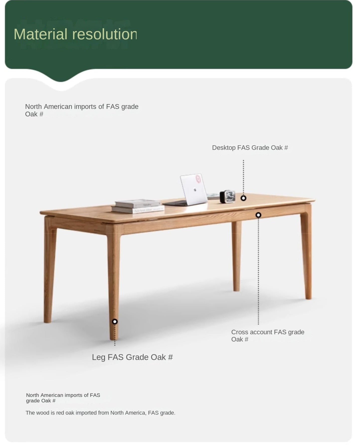 Oak Solid Wood Long Office Desk