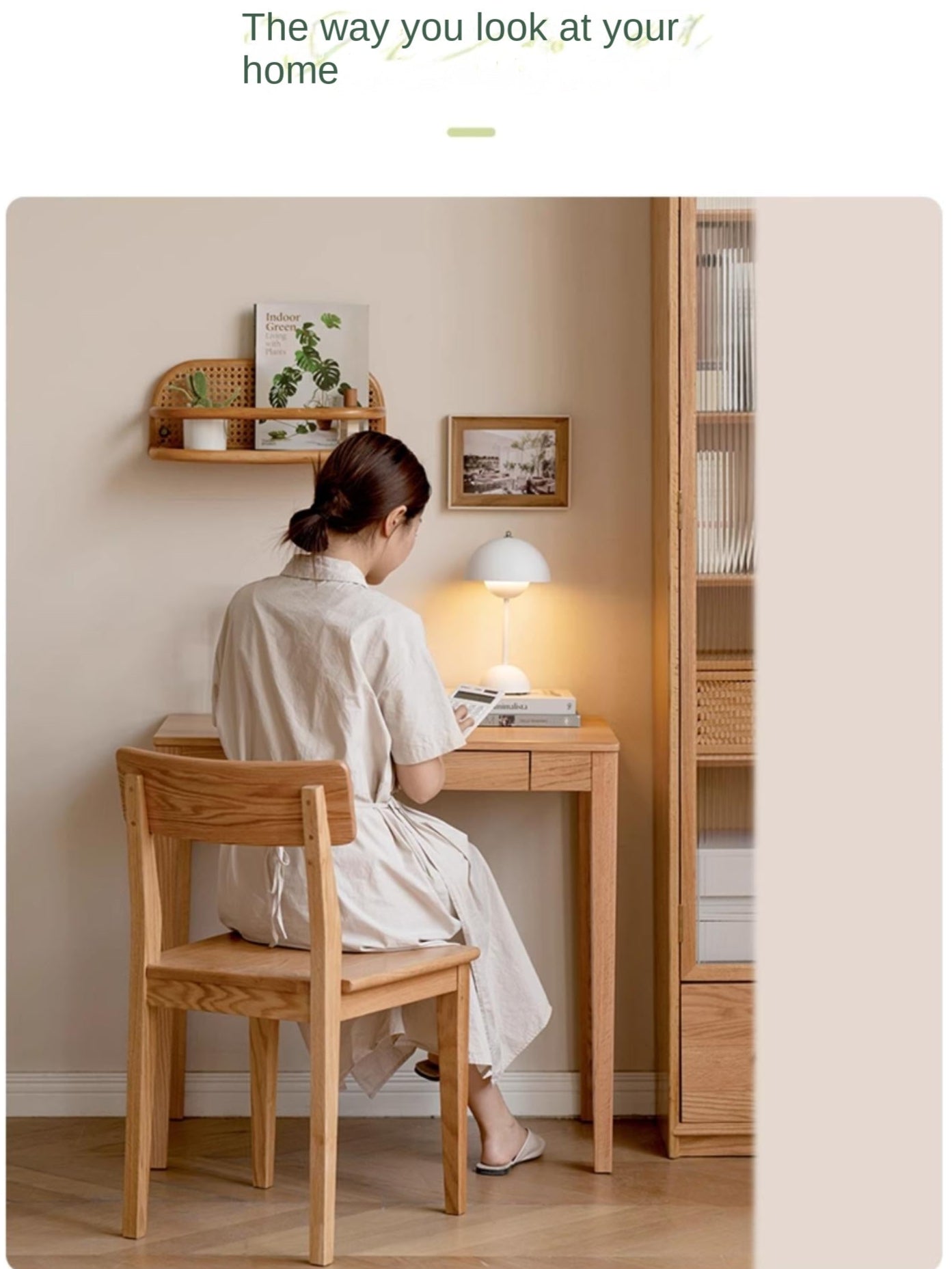 Solid Rubberwood, Oak Solid Wood Small Desk