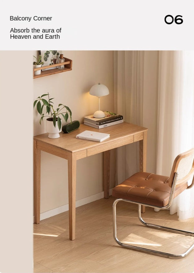 Solid Rubberwood, Oak Solid Wood Small Desk