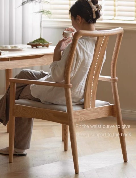 Oak Solid Wood Backrest Soft Chair