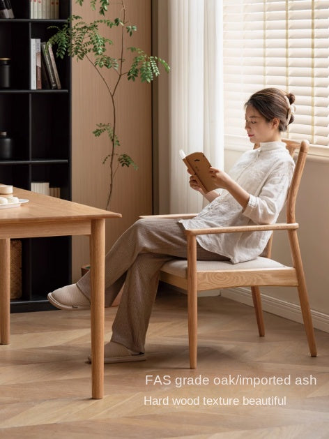 Oak Solid Wood Backrest Soft Chair