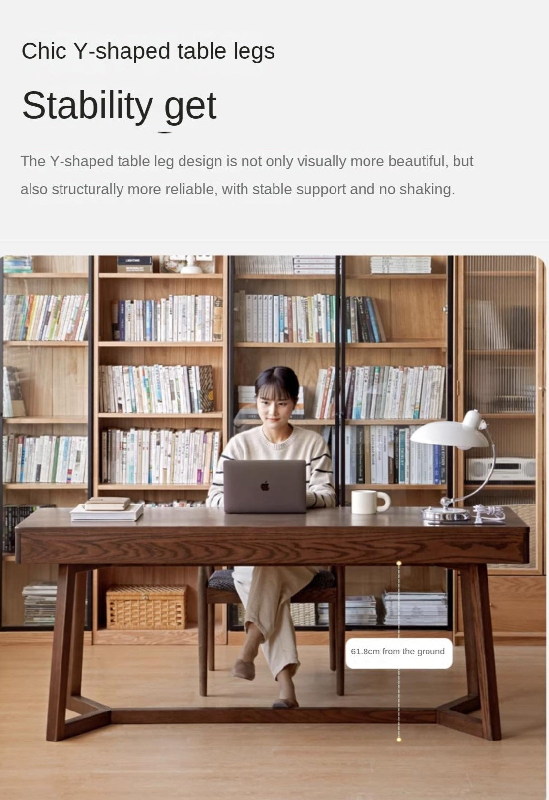 Black Walnut, Oak Solid Wood Italian Light Luxury Office Desk