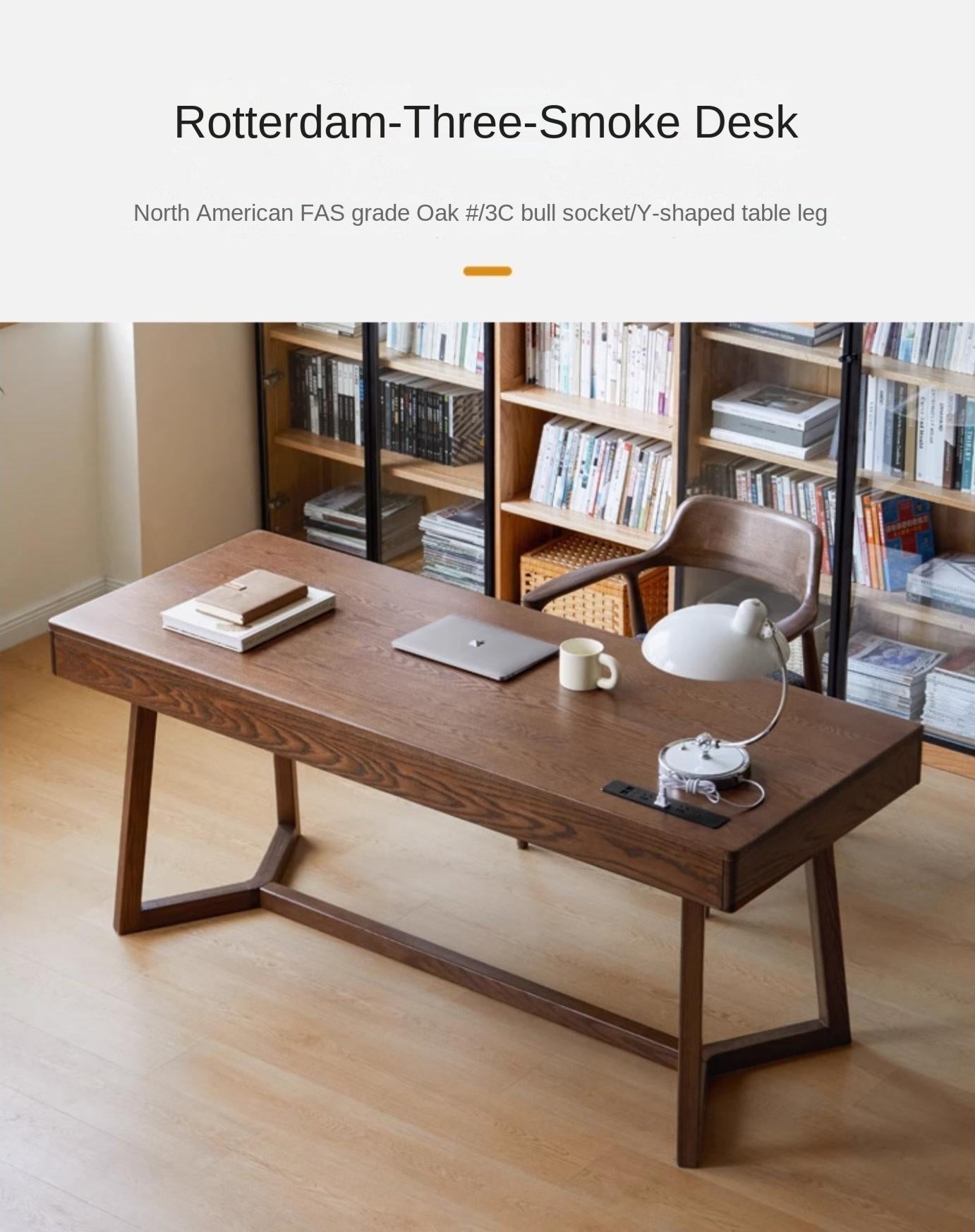 Black Walnut, Oak Solid Wood Italian Light Luxury Office Desk