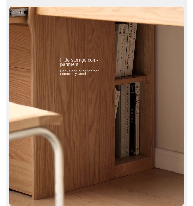 Oak, Cherry Solid Wood Desk Bookshelf Integrated Warm Light