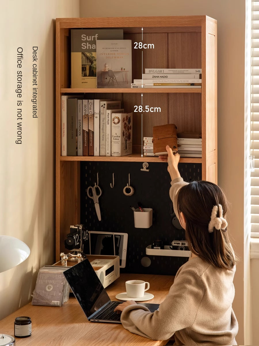 Oak Solid Wood Integrated Desk Cabinet