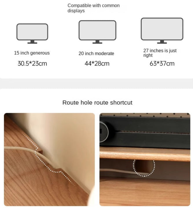 Oak, Cherry Solid Wood Desk Bookshelf Integrated Warm Light