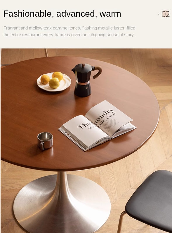 Poplar Solid Wood Antique Style Round Bauhaus Dining Table