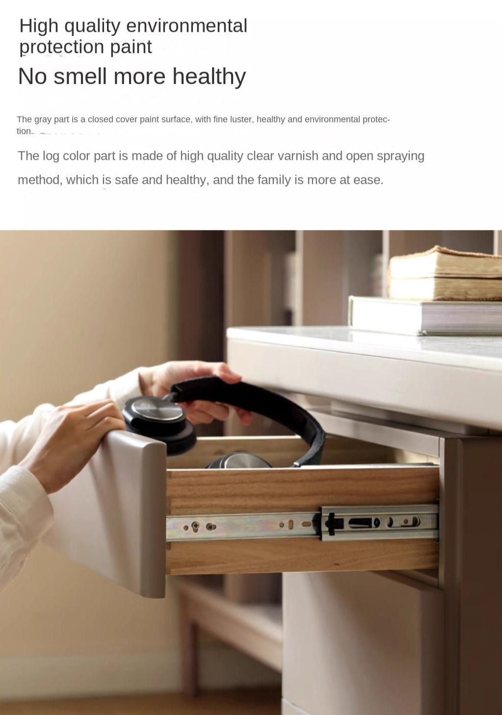 Poplar Solid Wood Slate Desk Large Table With Drawers