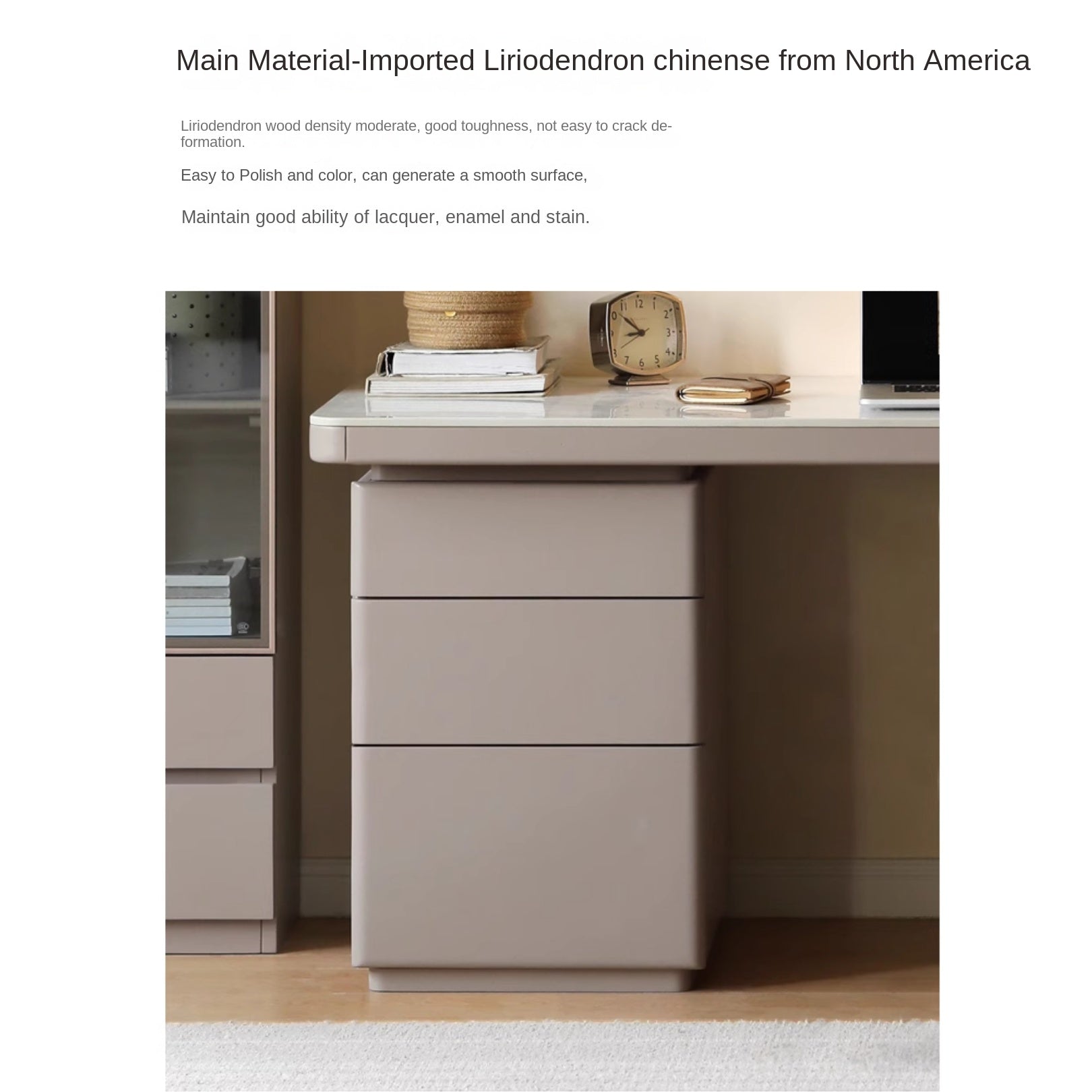 Poplar Solid Wood Slate Desk Large Table With Drawers