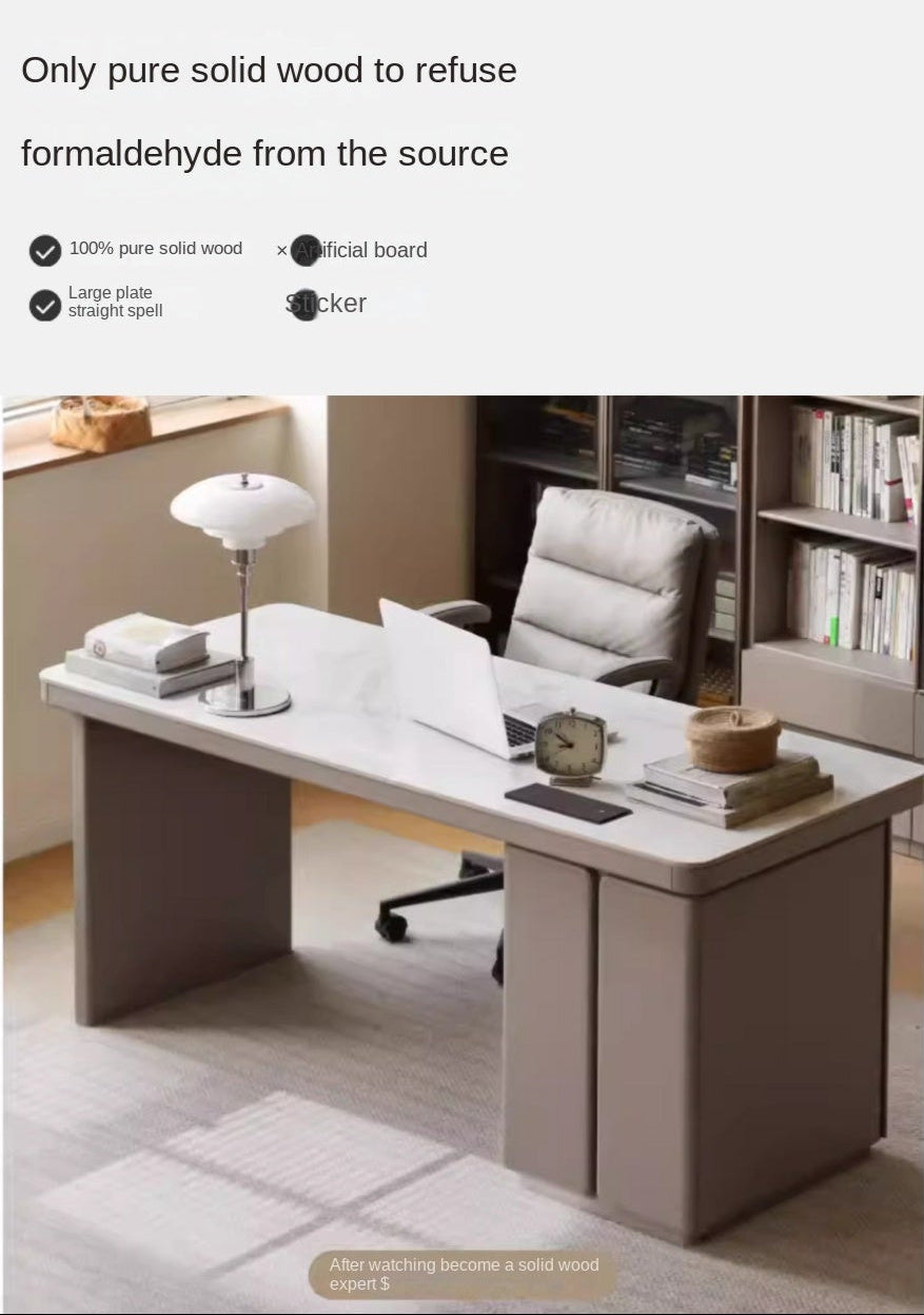 Tulipwood Solid Wood, Solid RubberWood Slate Desk Large Table With Drawers