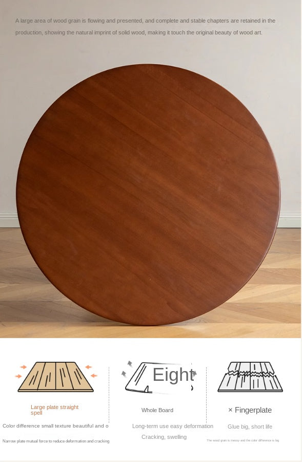 Poplar Solid Wood Antique Style Round Bauhaus Dining Table