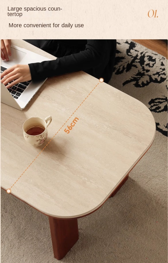 Poplar Solid Wood French Retro Rock Plate Coffee Table.