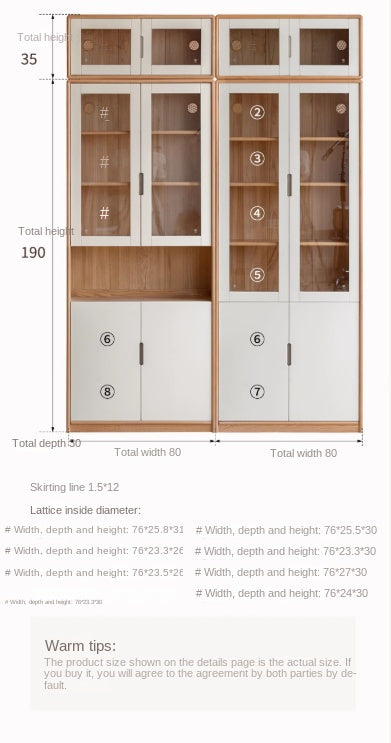 Oak Solid Wood Bookcase Storage Style Floor High