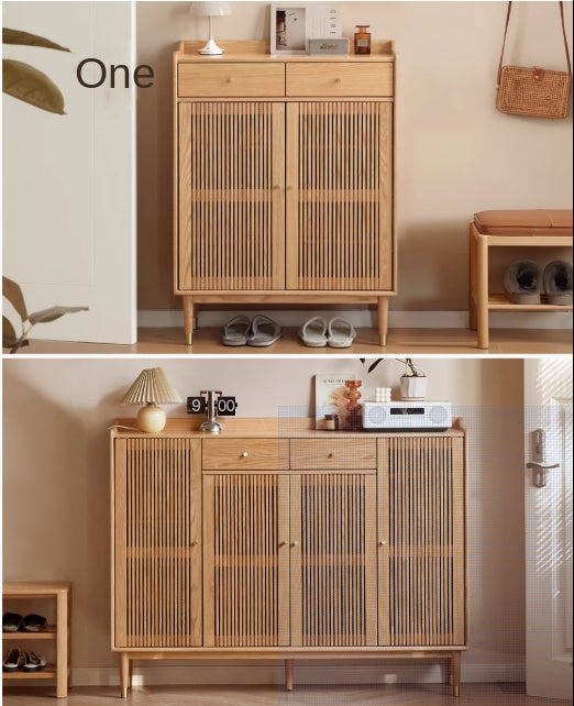 Oak Modern Nordic Shoe Cabinet.