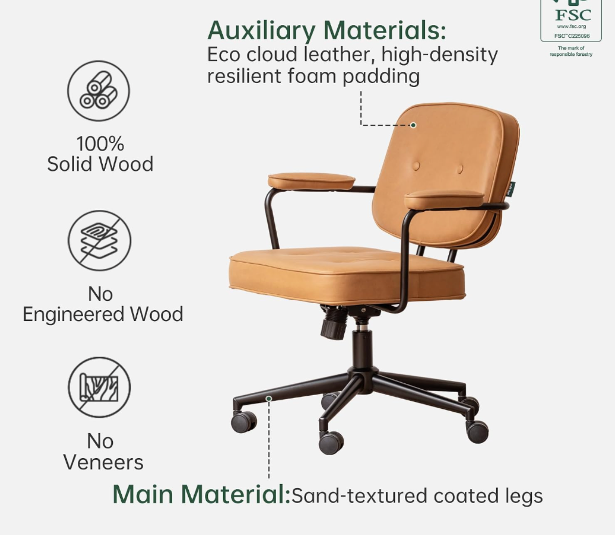 Swivel Office Chair with Armrests