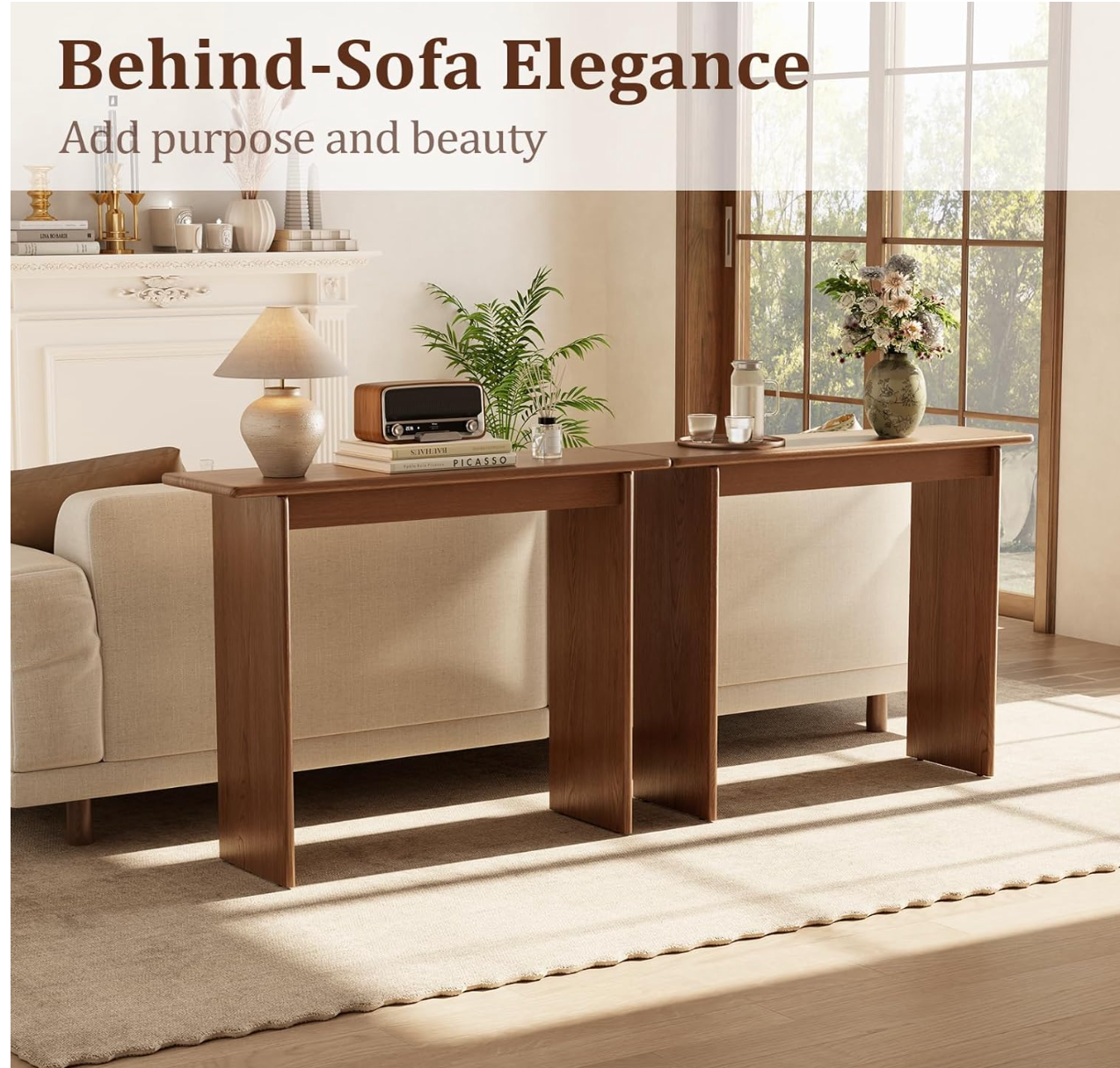Solid Rubber Wood Narrow Console Table