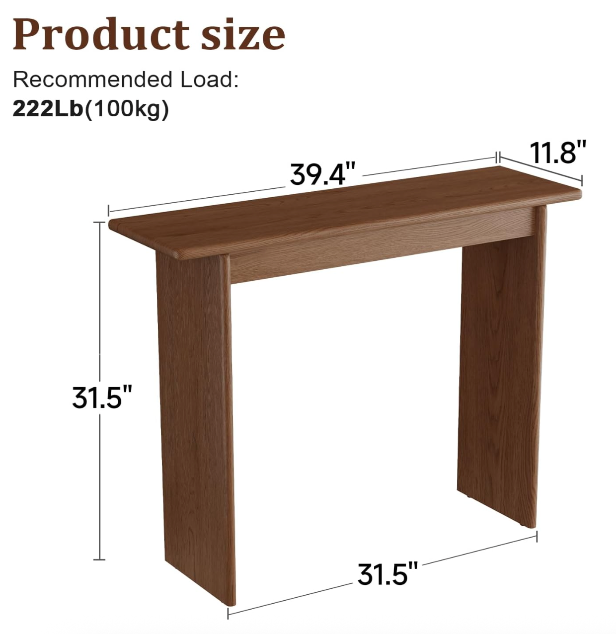Solid Rubber Wood Narrow Console Table