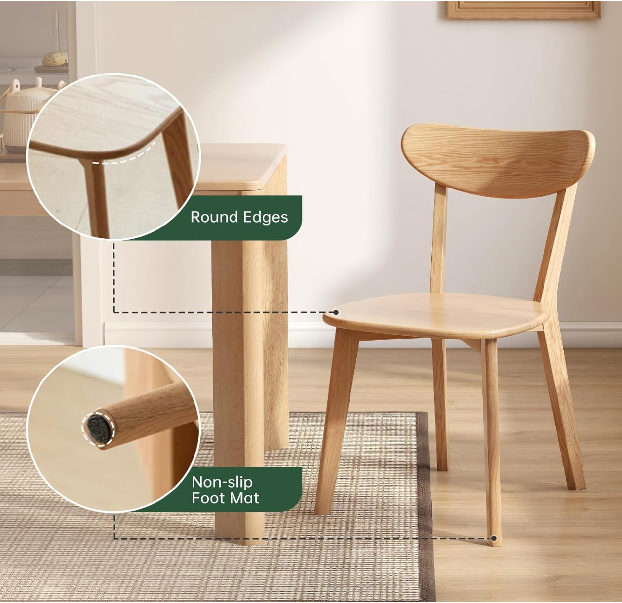 Oak Solid Wood Retractable Tabletop Dining Table