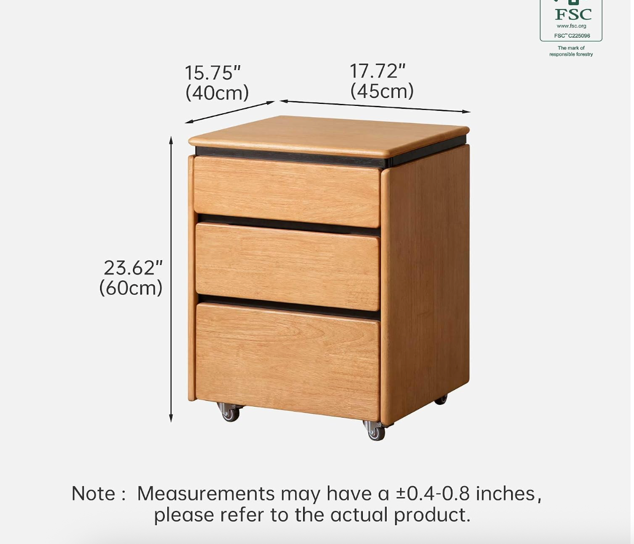 Black Walnut, Rubberwood, Oak, Cherry Solid Wood Mobile Side Table