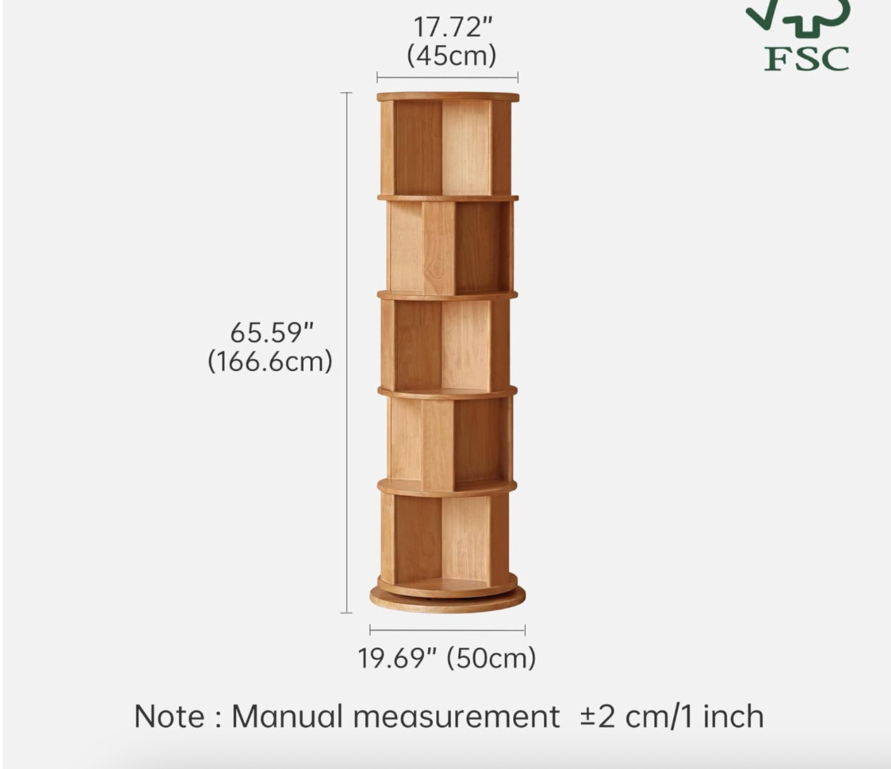 Oak, Rubberwood Multi-Layer Creative Corner Bookshelf