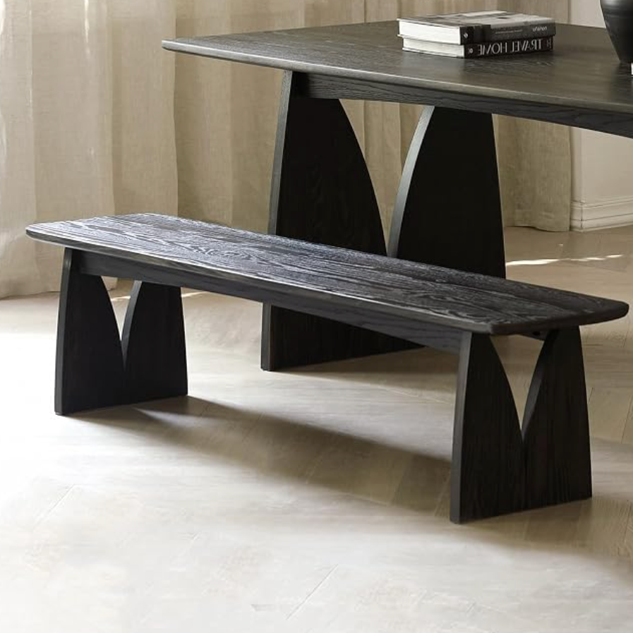 Oak Solid Wood Bench with Tulip Arch Legs