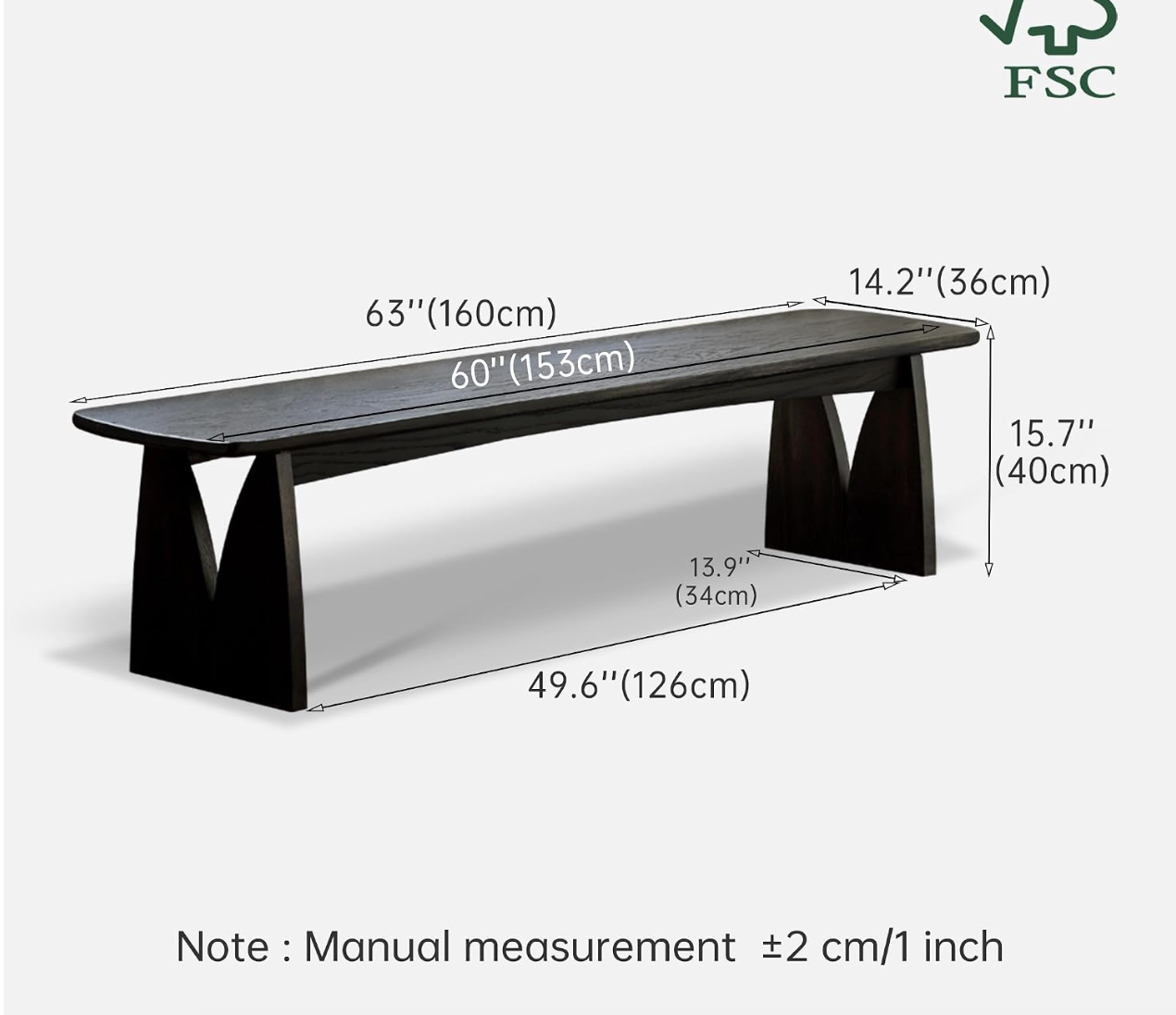 Oak Solid Wood Bench with Tulip Arch Legs