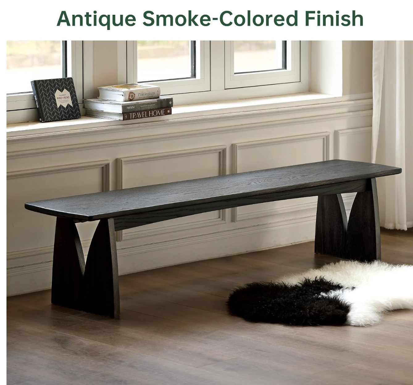 Oak Solid Wood Bench with Tulip Arch Legs