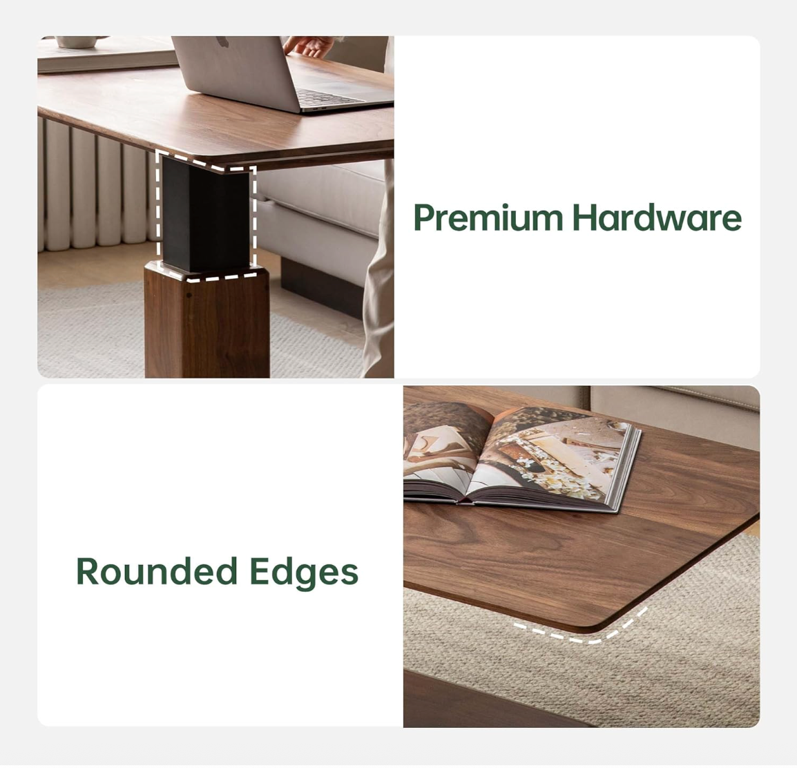 Oak Solid Wood Lift-Top Adjustable Height Coffee Table, Pedestal Base