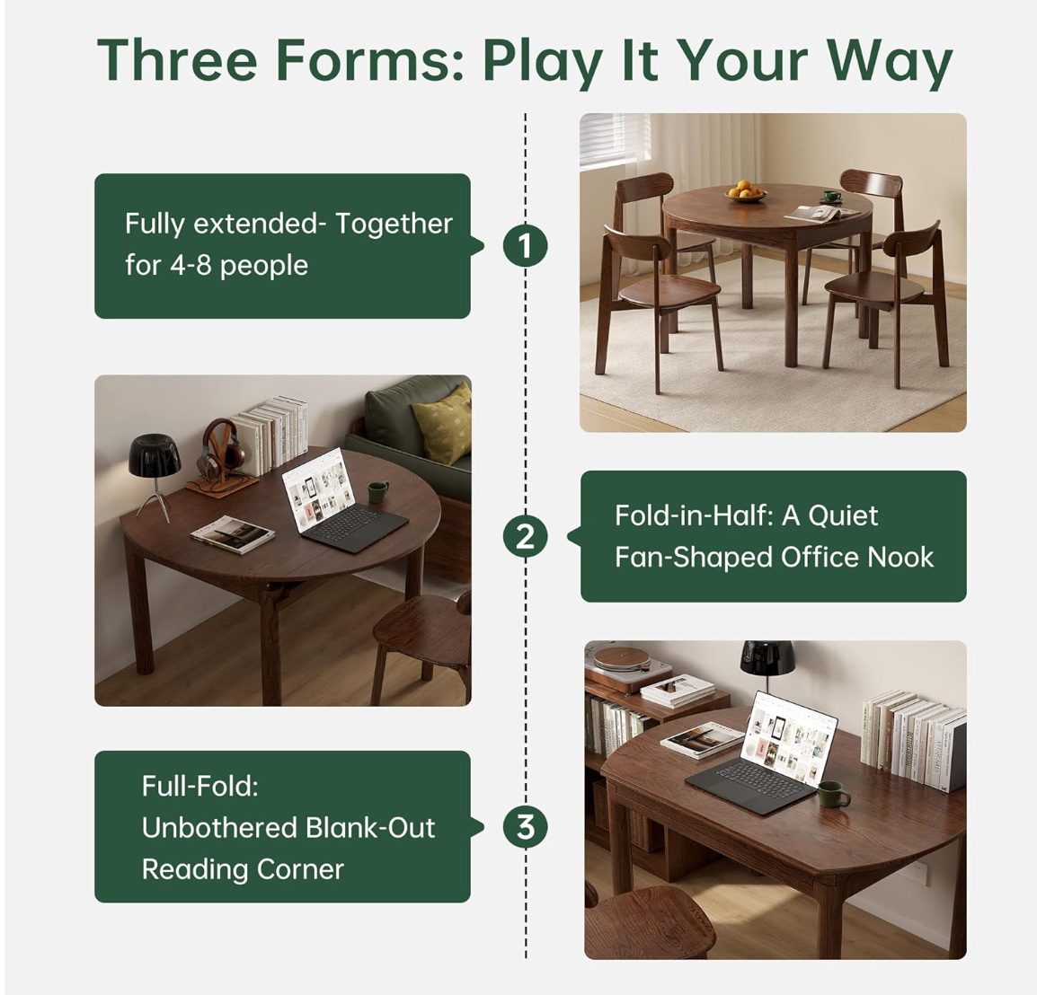 Oak Solid Wood Folding Round Dining Table