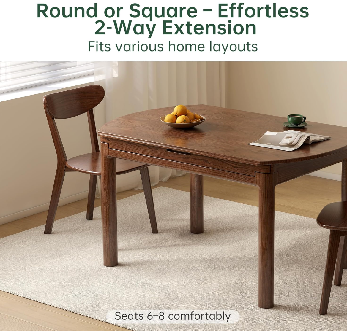 Oak Solid Wood Folding Round Dining Table