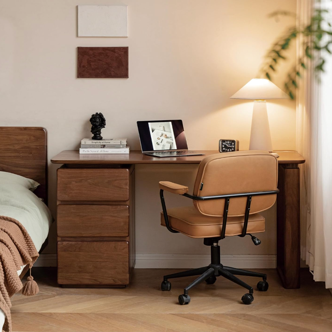 Ash Solid Wood Modern Study Table With Drawer