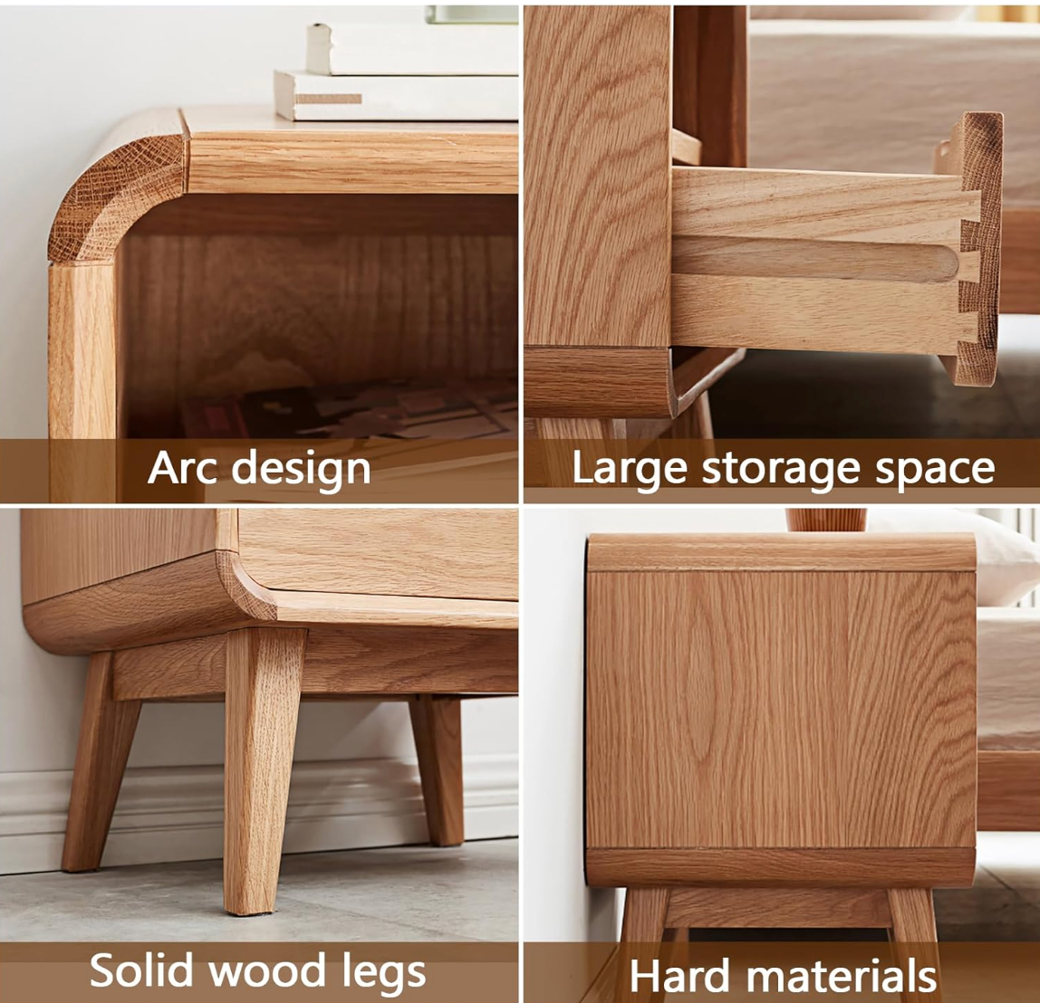 Black Walnut, Oak Modern Storage Small Nightstand