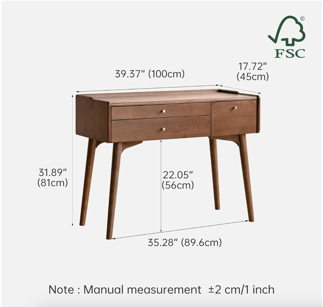 Ash, Cherry, Rubberwood Solid Wood Vanity Table